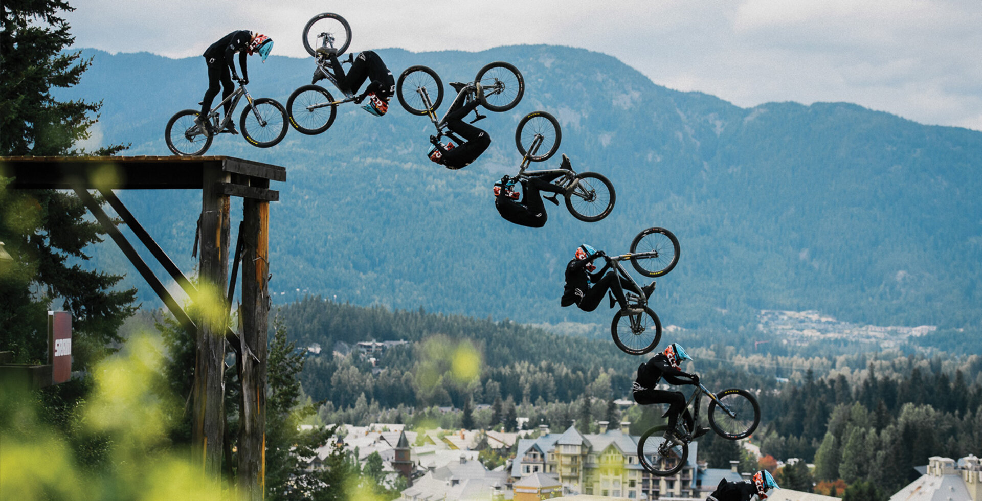 “Brett Rheeder’s front flip off the start drop at Crankworx in 2019 was sure impressive but also a lead up to a first-ever windshield wiper in competition,” said photographer Paris Gore. “Although Emil [Johansson] took the win, Brett was on a roll of a year and took the overall FMB World Championship win. I just remember at the time some of these tricks were still so new to competition—it was mind-blowing to witness.” Photo: Paris Gore | 2019