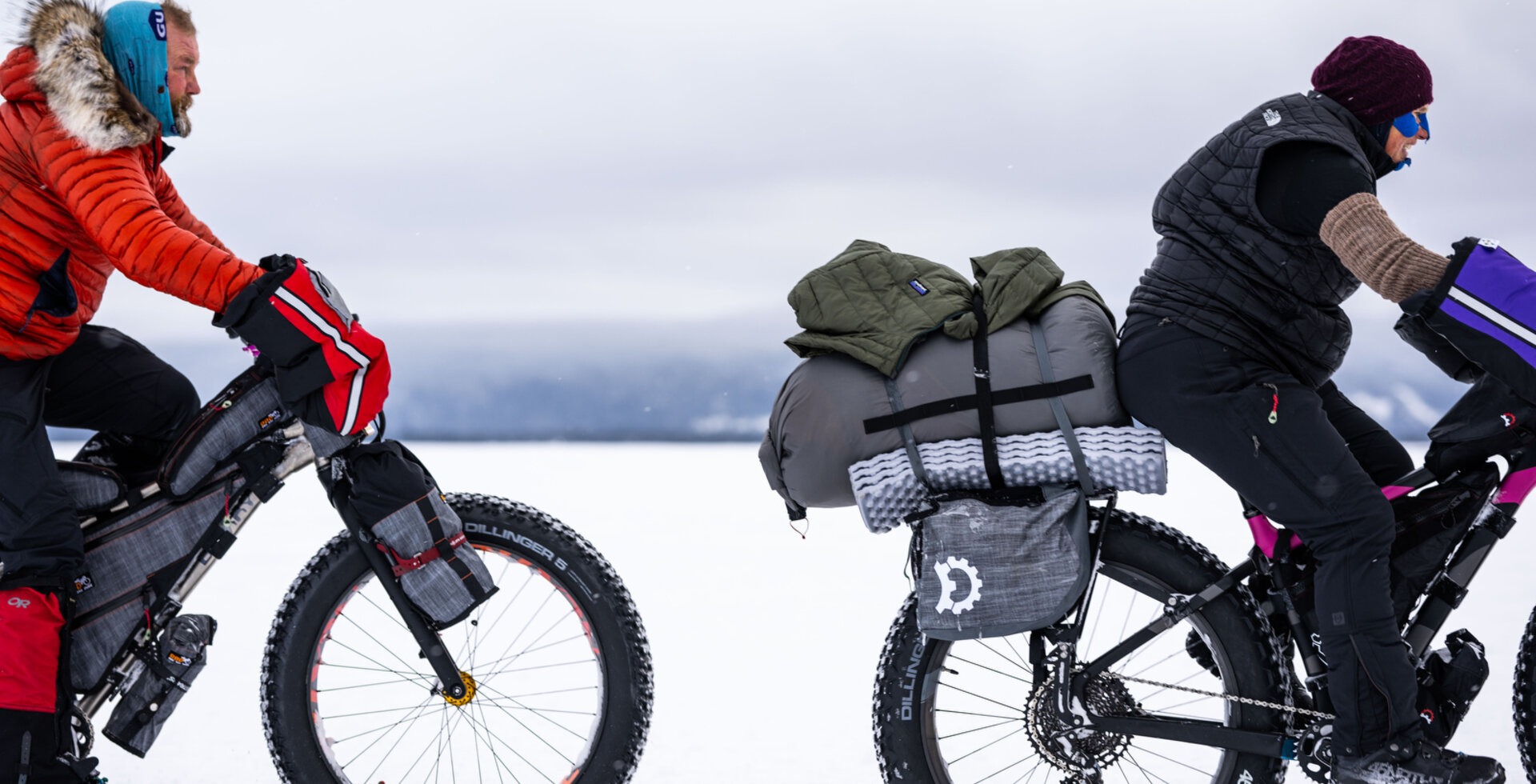 Jason and Jennifer Hanson compete in the Fat Pursuit 200k race after two nights of bivying in the snow.