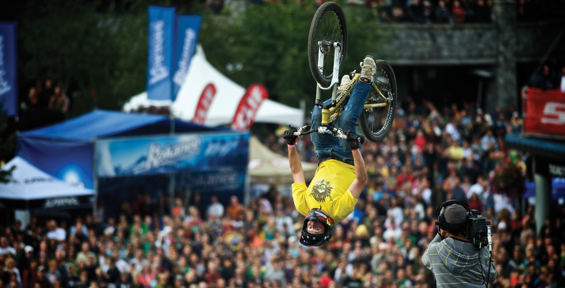 The beauty of progression is that it’s often unexpected, such as when Greg Watts threw down his winning run in the 2009 slopestyle. With multiple flip-whips, 360s and backflips, it’s a run that Cam Zink still says “would hold up today.” Watts spots his landing on the course’s final jump. Photo: Yorick Carroux