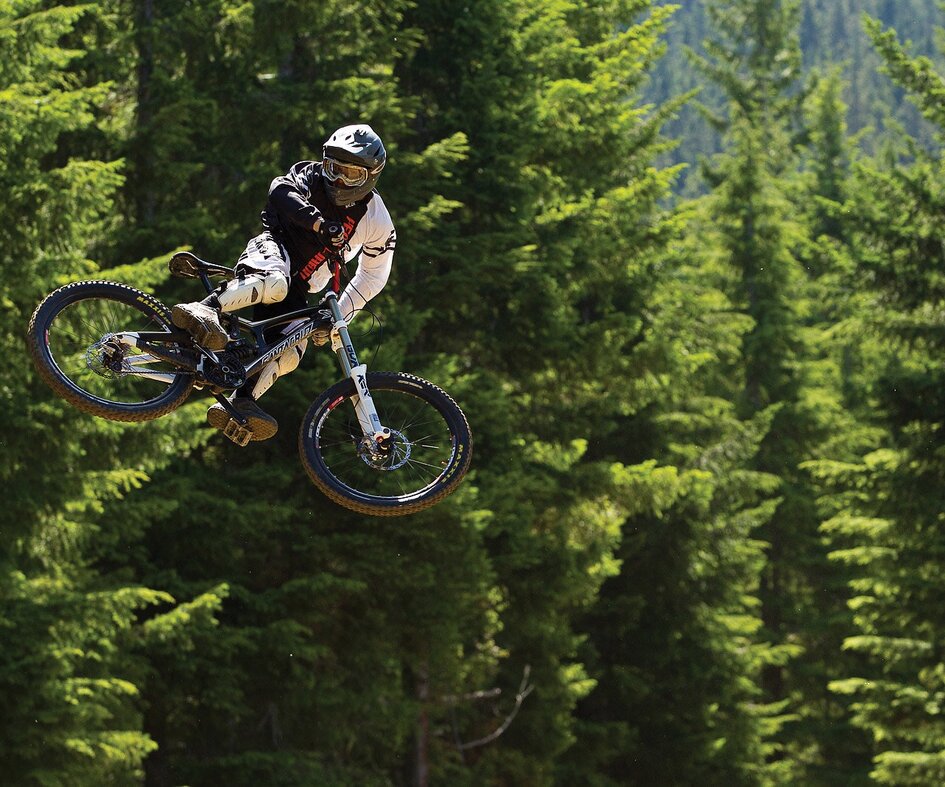 Bernardo Cruz takes it well past 90 degrees at the inaugural Crankworx whip-off in 2011—a stylish way to kick off one of mountain biking’s most stylish events.