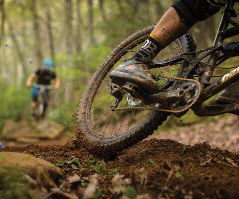 Braaaap... rooster trails and hero dirt. Cam Garrison gets the brown goodness at Bent Creek. 