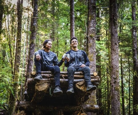 You've got to finish building the step down before you can turn the bottoms up. Childhood friends Lucas Wachs and Carson Storch enjoy the fruits of their labor on one of Sicko's step downs. Photo: Reilly Goldberg
