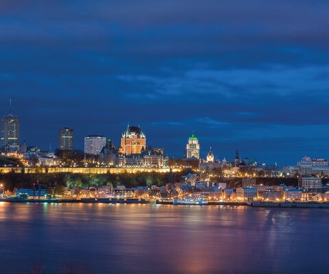 The Quebec City skyline is a mix of modern buildings and historic monuments, displaying the unique history and heritage of the region—and creating a beautiful reflection on the calm waters of the St. Lawrence river. The city’s establishment on such a prominent river was crucial to its success as a trade hub and later played a big role in the ease of access to necessary timber resources. Photo courtesy of Ville de Québec.