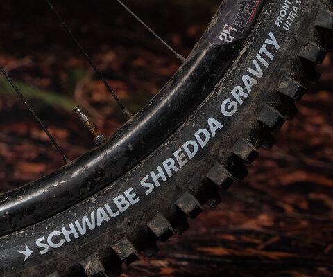 The Schwalbe Shredda is optimized for steep, loose trails.